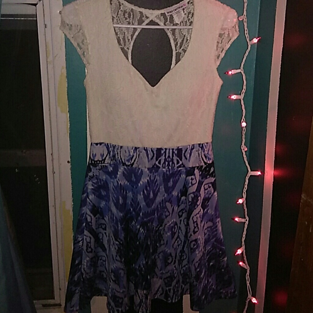 Super cute ovaled back and lace topped dress
